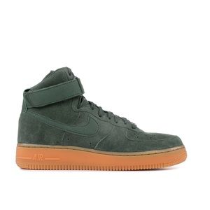 Green suede Nike Air Force mid tops